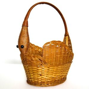 Vintage Goose Wicker Basket or Easter Basket